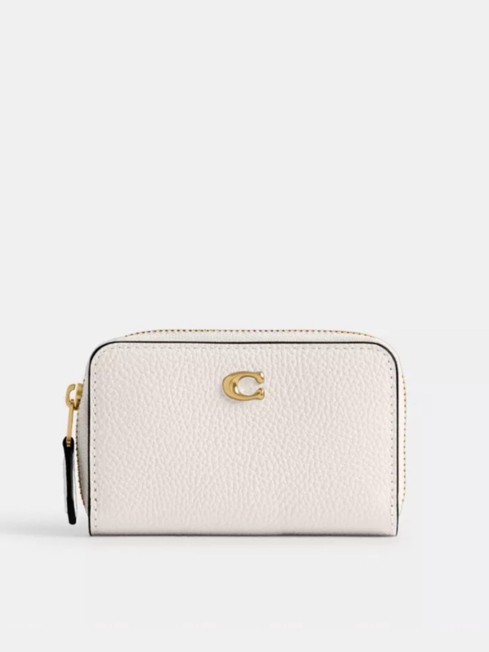 NWT Coach Essential Small Zip Around Card Case, Chalk/Brass